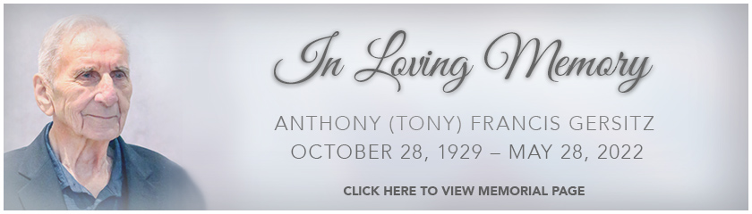 A banner image of the Tony Gersitz Memorial Page.